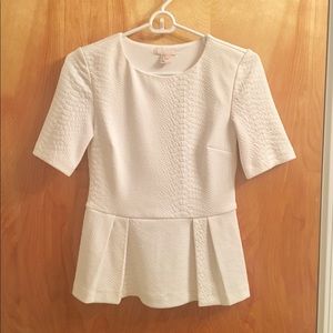 H&M White Peplum Snake Skin Top (S)